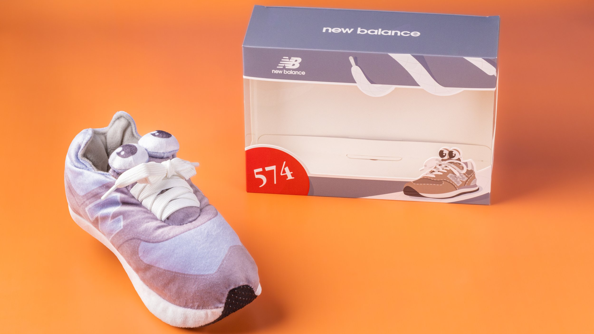 New Balance 574 plush sneaker gift with purchase (GWP) with its custom printed shoebox