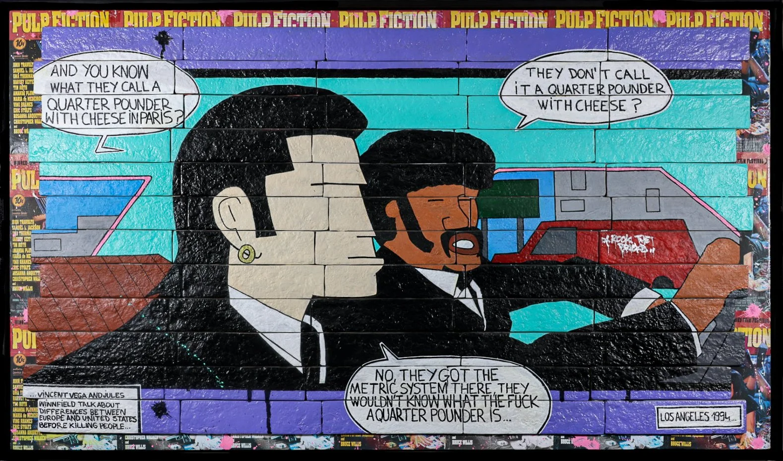 “Quarter Pounder Cheese”, 135 × 78 cm | 60 assembled bricks on wood | Original Artwork | 2025

