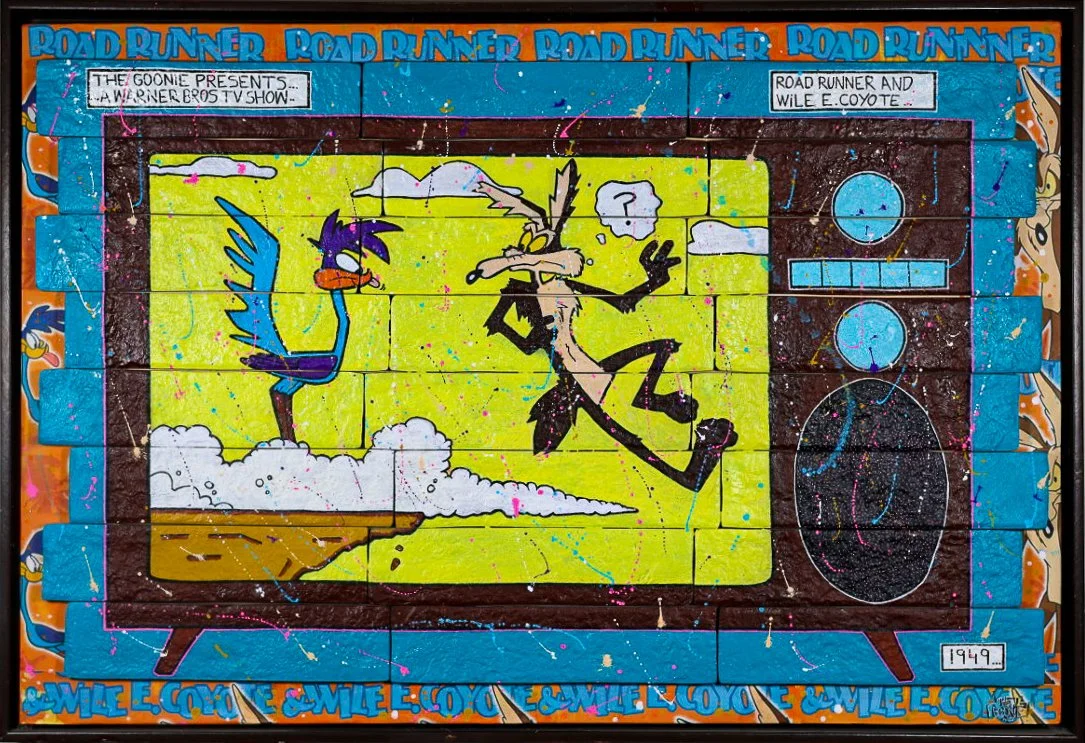 “Catch me if you can”, 80 × 53 cm | 24 bricks assembled on wood | Original artwork | 2025