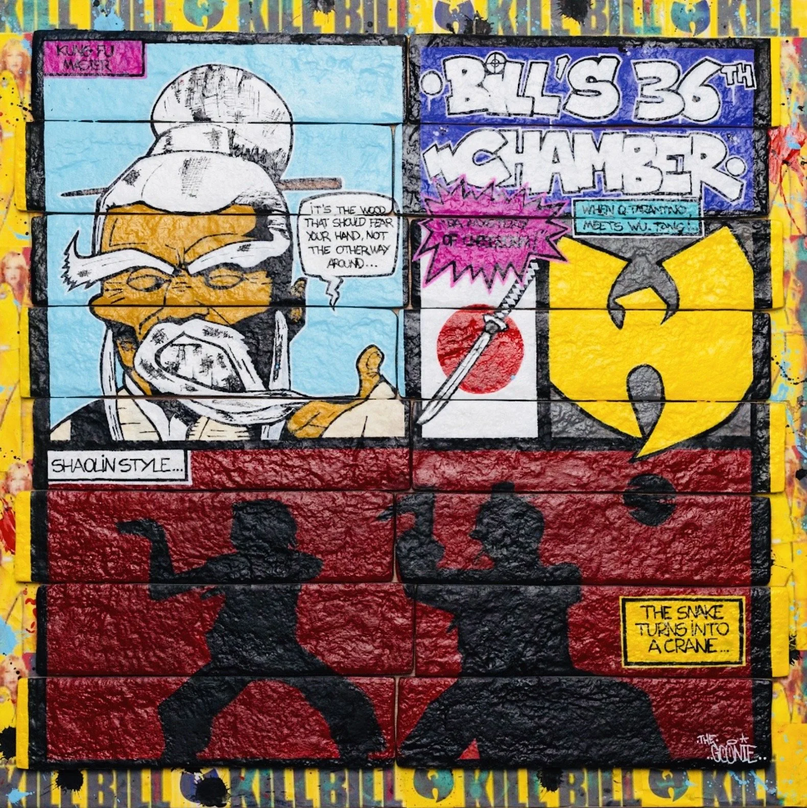 “Bill's 36th Chamber”, 55 × 53 cm | 16 assembled bricks on wood | Original Artwork | 2025

