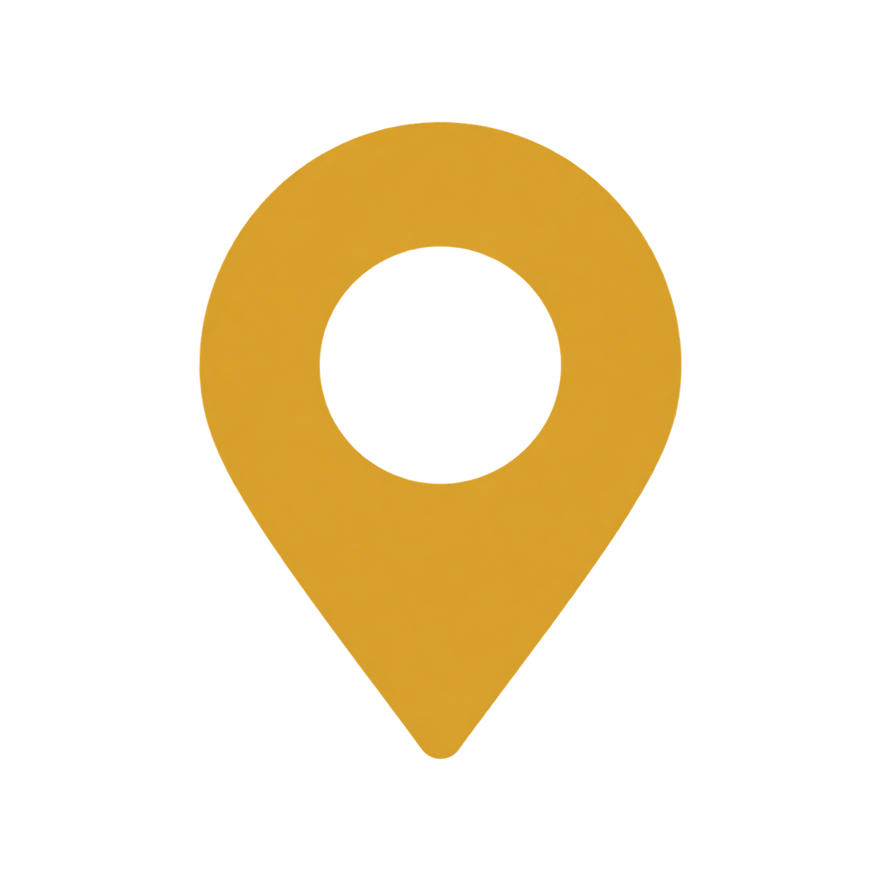 3D map marker icon with a gold outer ring and red center on a black background.