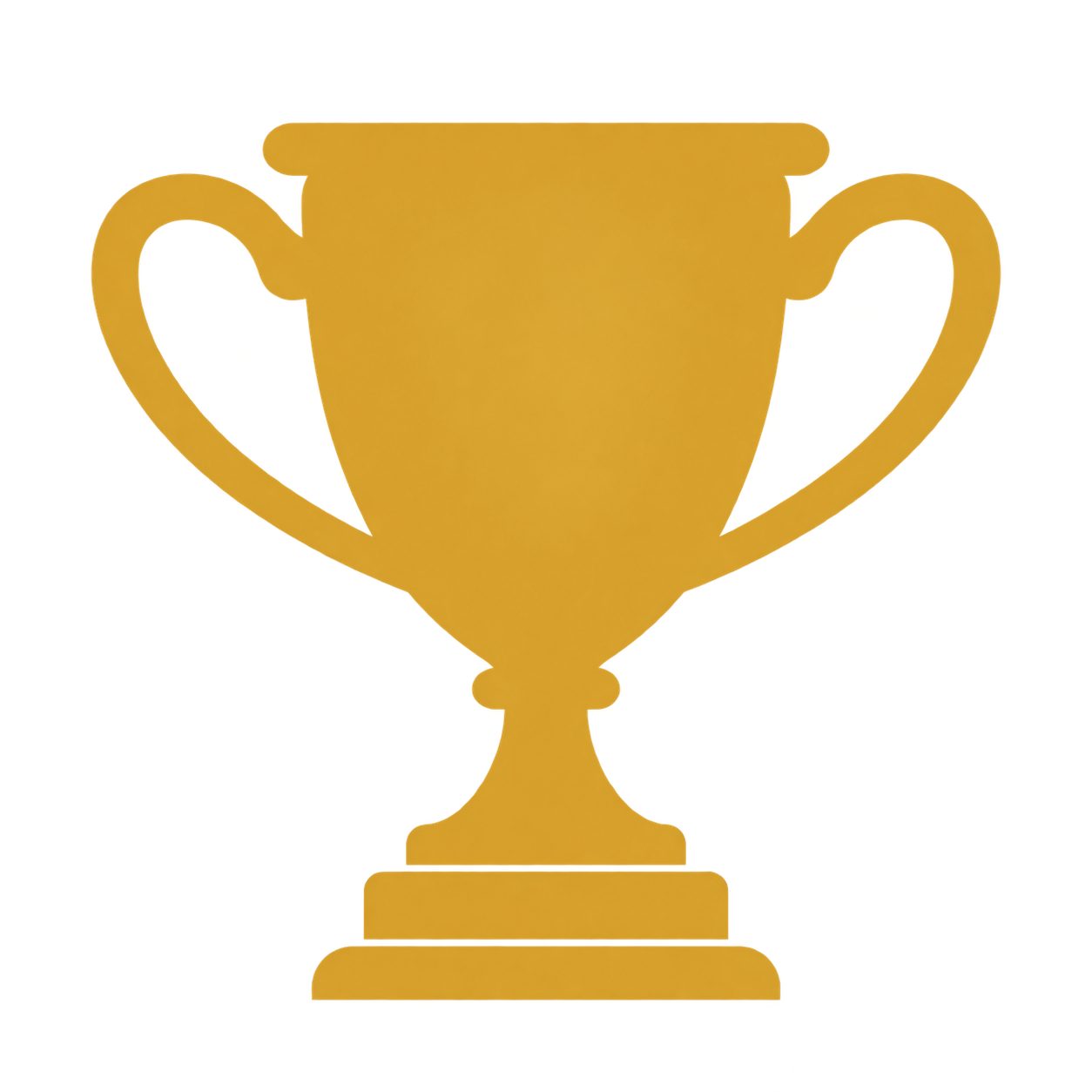 Gold trophy cup with two handles and a base.