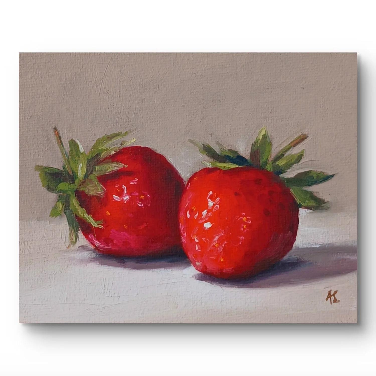 Two Strawberries | Original Oil Painting | 5x4in