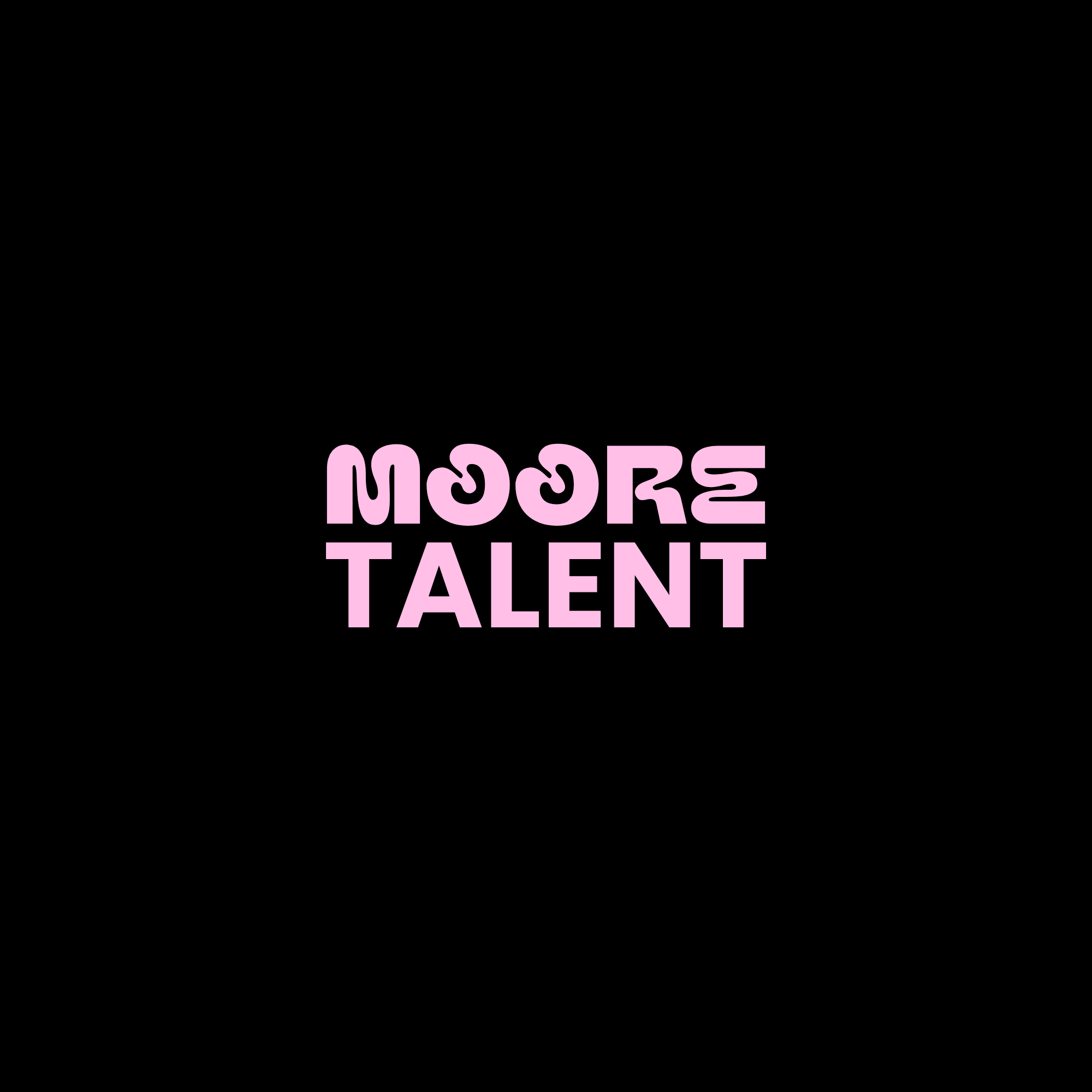 Pink and lavender text that reads 'More Talent' on a black background.