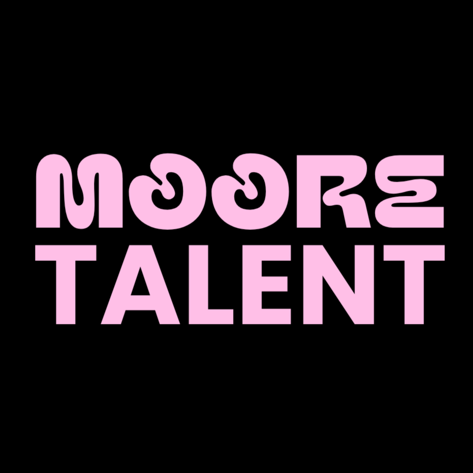 Pink stylized text on black background reading "More Talent".