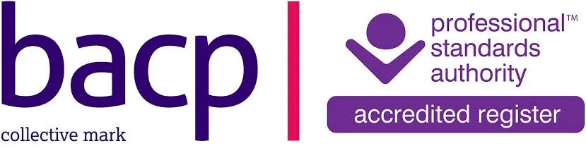 BACP collective mark logo with purple and pink text, and a purple icon representing professional standards authority and accredited register.