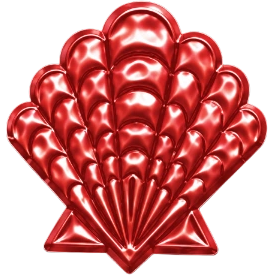 Red heart-shaped foil balloons arranged in a fan pattern.