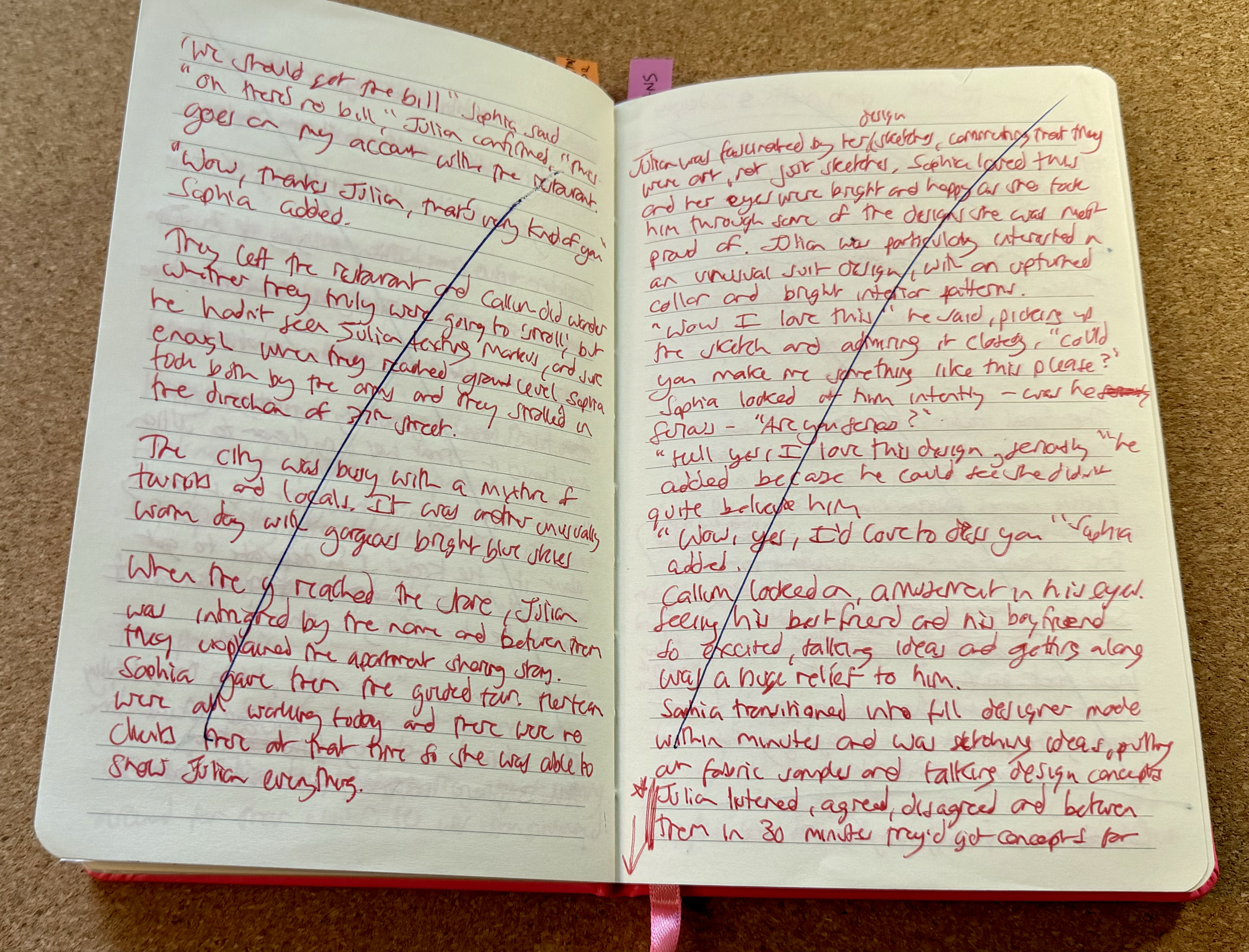 Handwritten chapters - I think this was on a flight to Iceland perhaps. I hand wrote several chapters in the book.