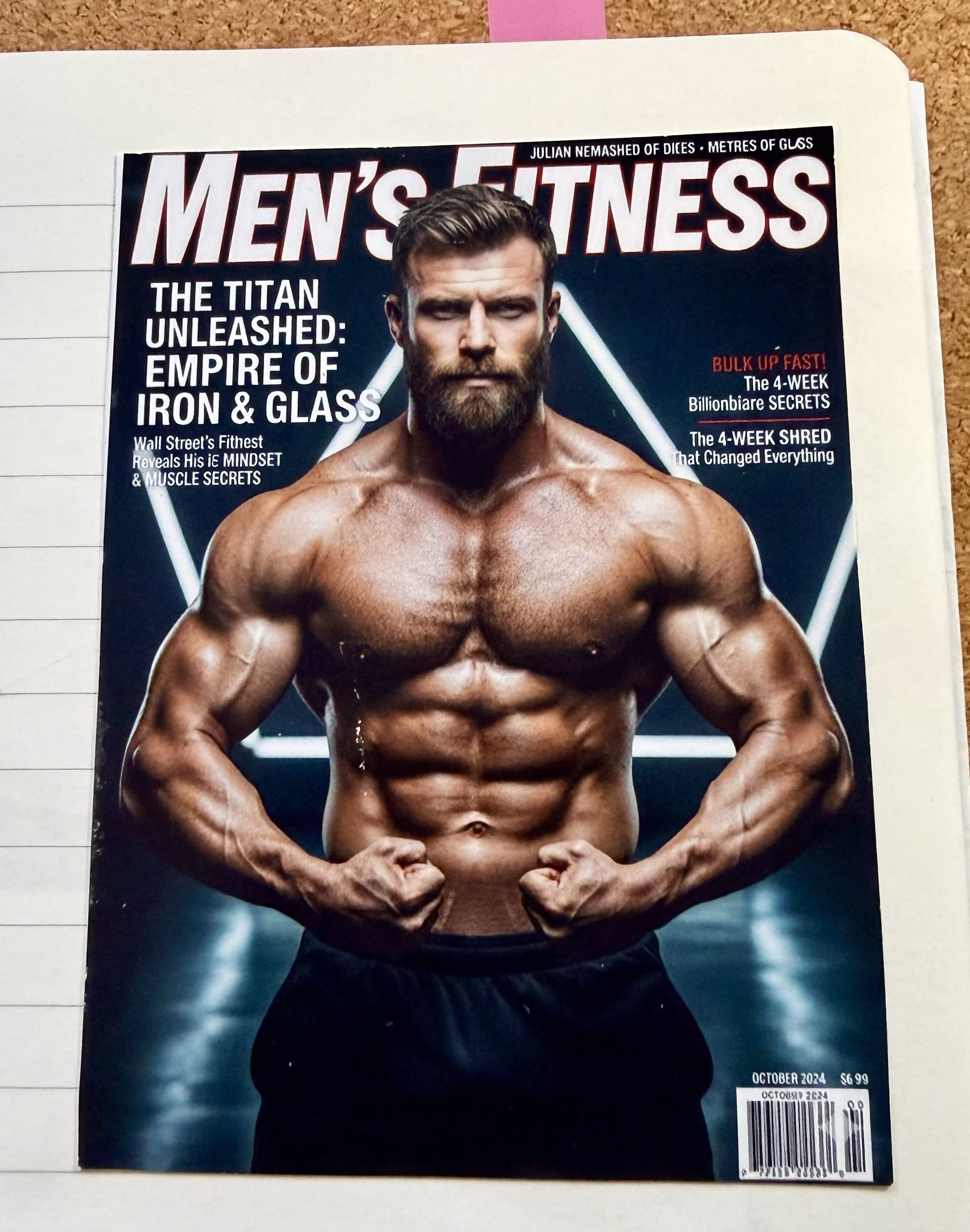 Mock up using AI of the Men's Health cover with Julian looking SWOLE!