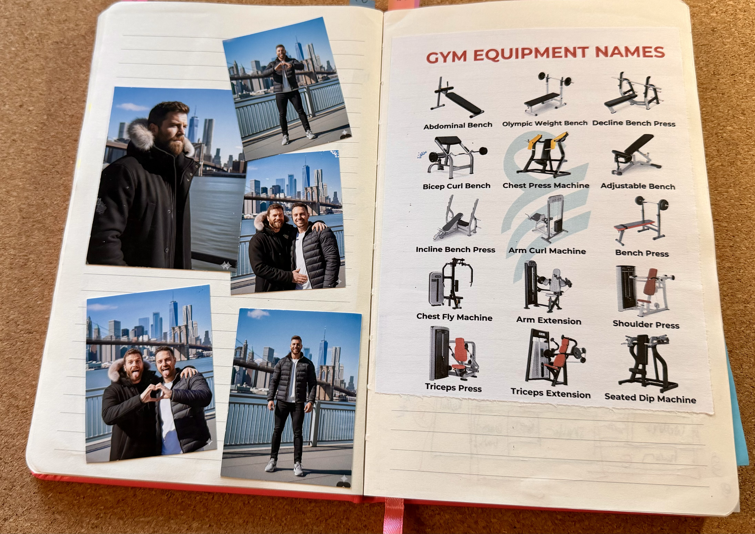 More images of the day the couple walk down by the river. More exercise equipment notes.