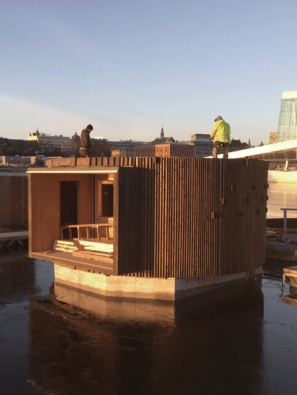 borhaven, arkitektur, badstue, sauna, treverk, gjenbruk, ACT, Egil Larsen