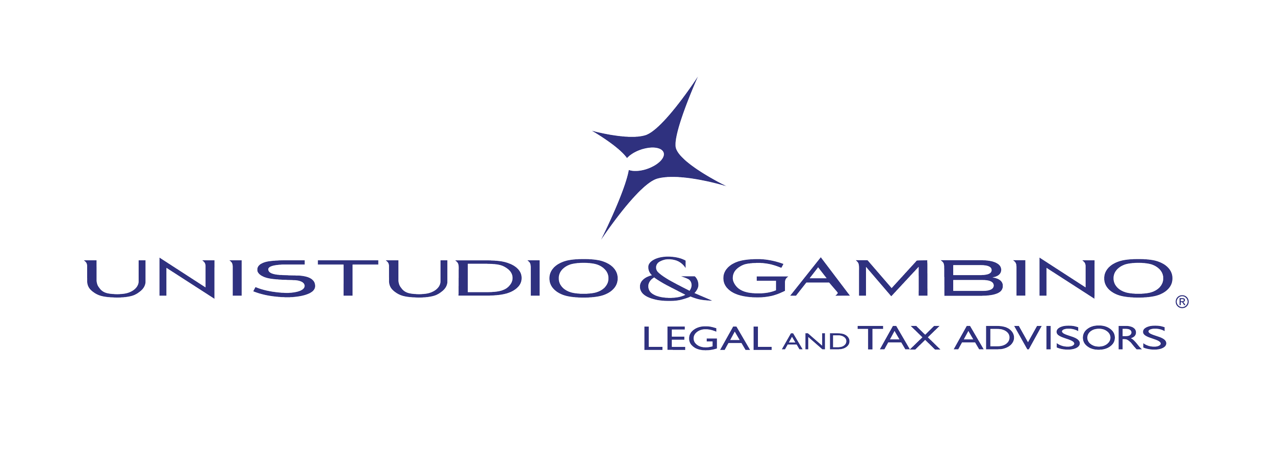 Logo for Unistudio & Gambino Legal and Tax Advisors, featuring a stylized star and text in dark blue.