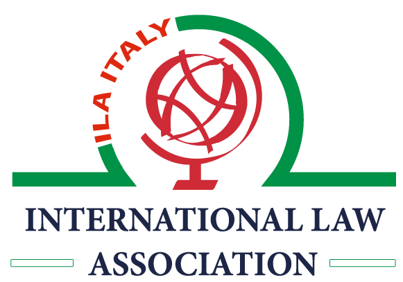 Logo for the International Law Association with a globe and a red circular design, featuring the words 'LILA Italy' and 'International Law Association'.