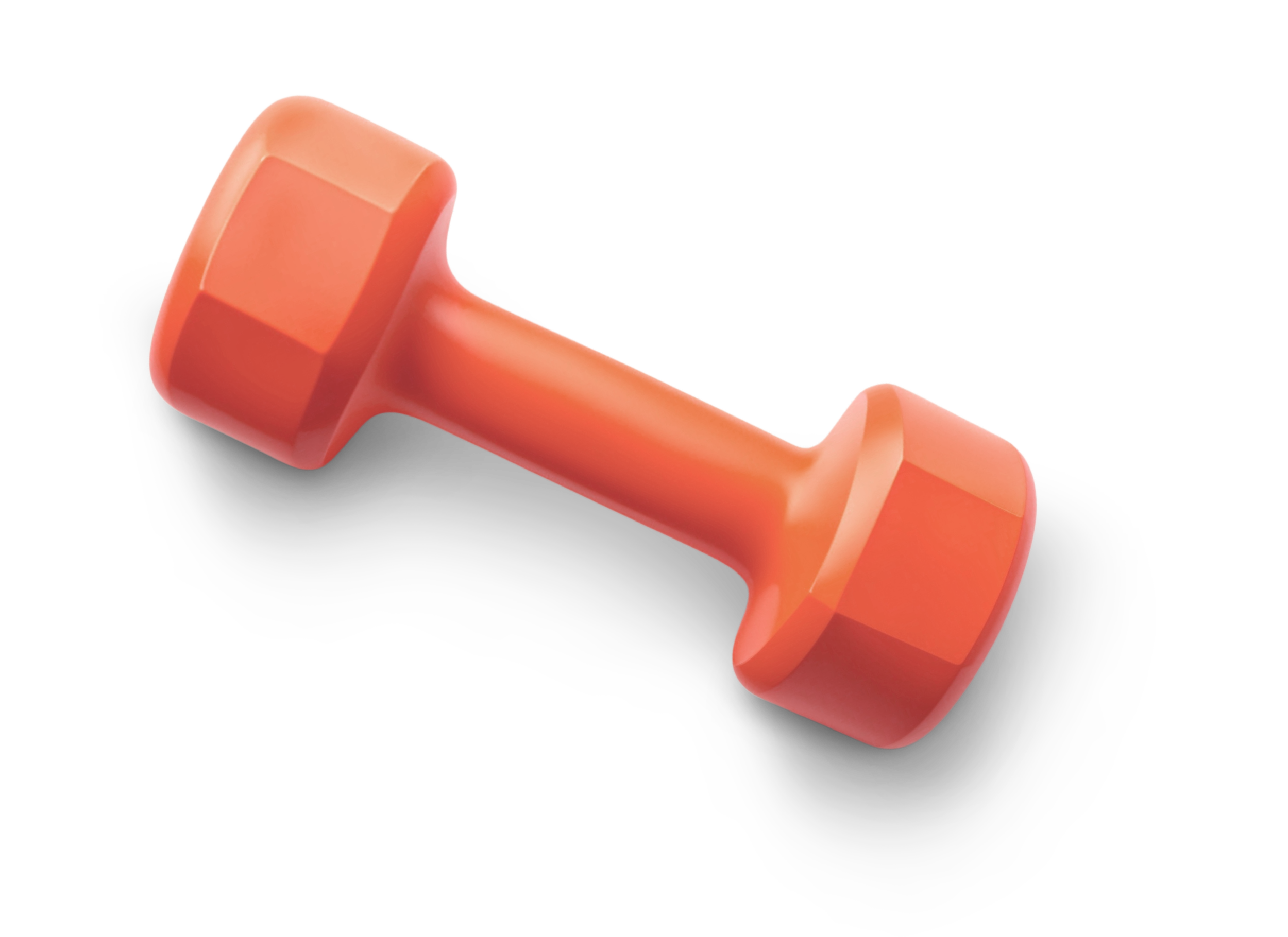 A close-up of a coral-colored telephone receiver.