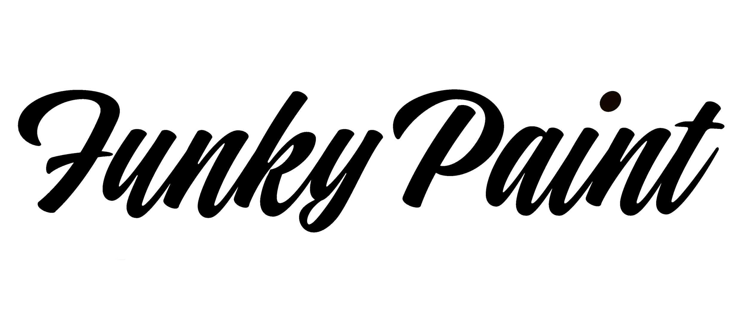 Black logo with the brand name 'Funky Paint' written in cursive font.