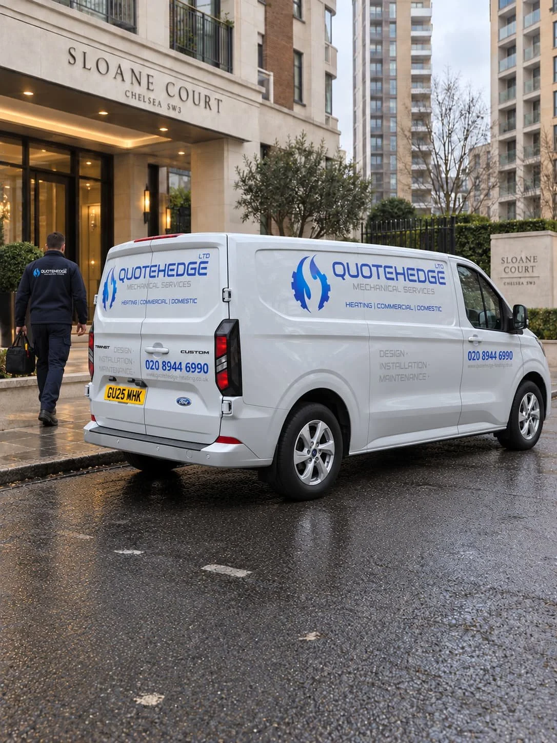 Quotehedge engineer with company van in Wandsworth, London