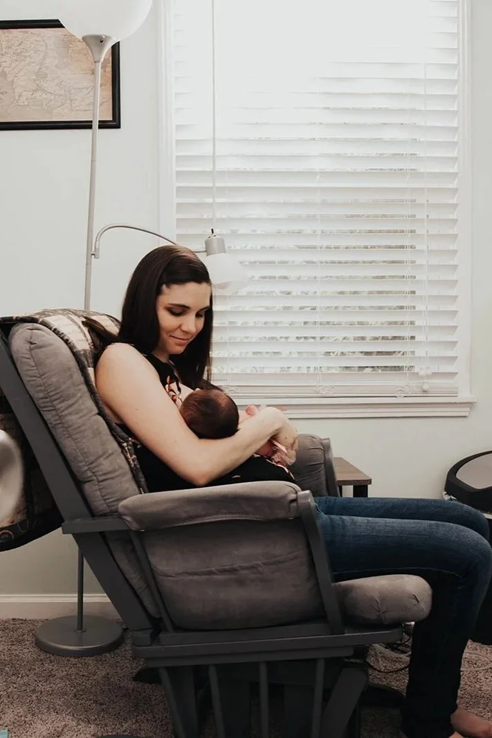 Emilie Cleaver nursing her own baby