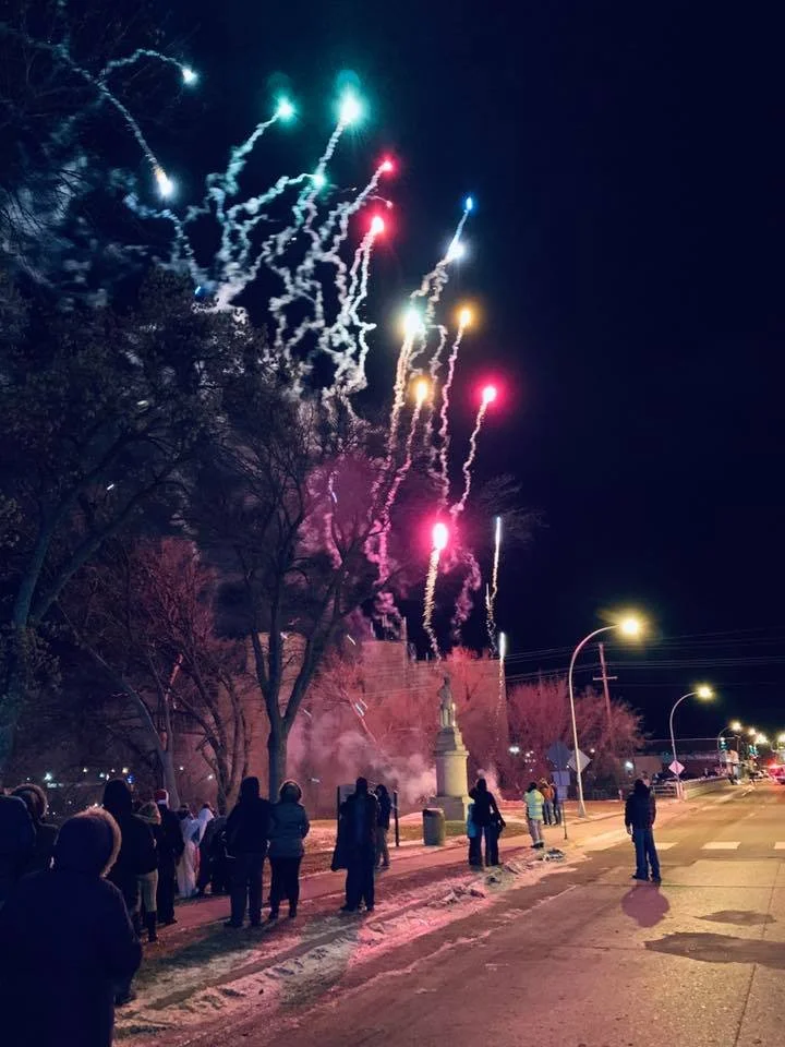 Fireworks at the Over the River festival