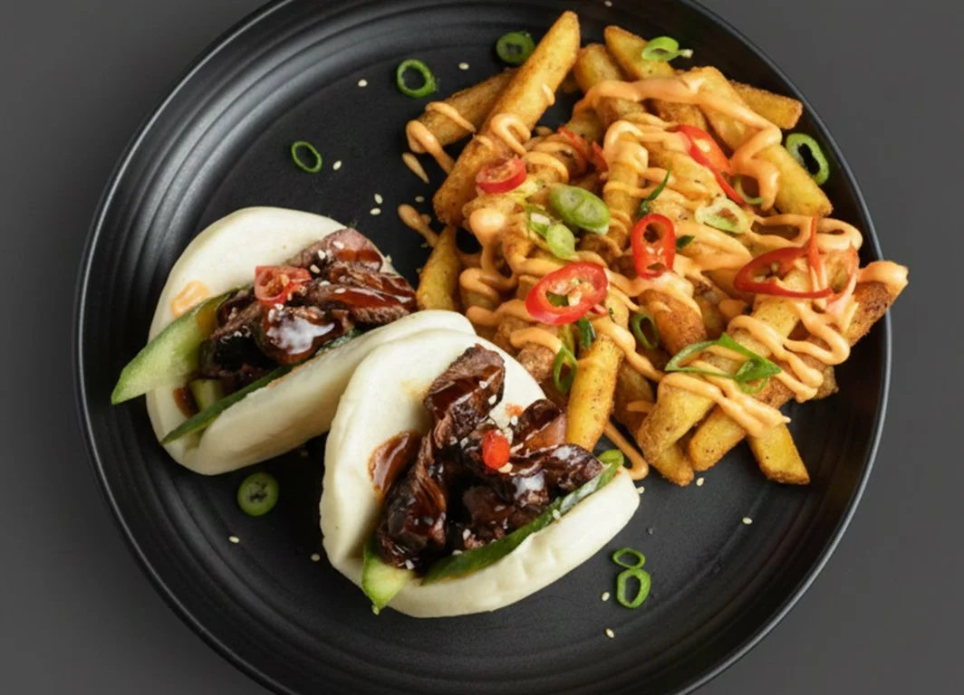 Beef Bao Bun & Asian Fries