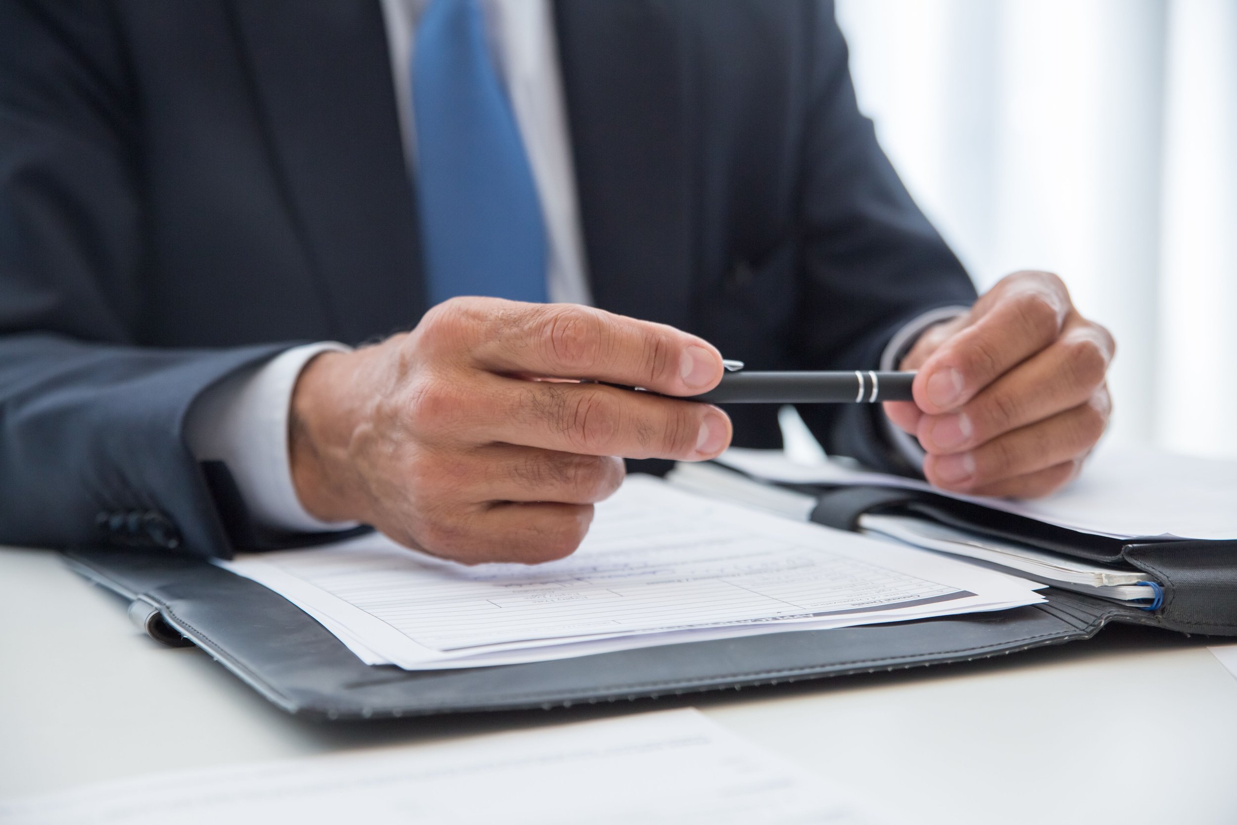 Professional reviewing legal and administrative documentation