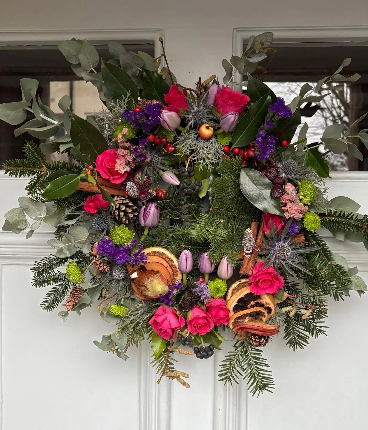 This year&rsquo;s Christmas wreath made by me - I love making them and they are very different from year to year depending on what we find when foraging, and what flowers appeal on the day! Hope you like it.