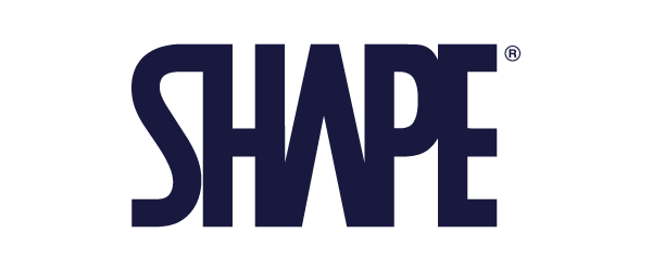 Logo of the brand 'SHAPE' in dark blue text.