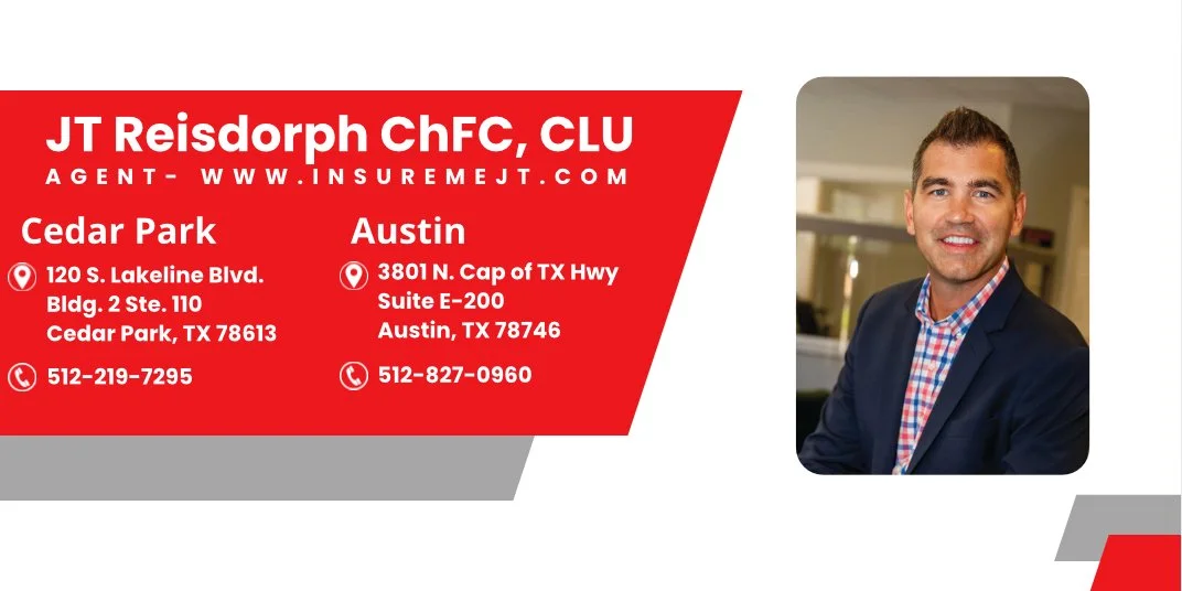 JT Reisdorph ChFC, CLU agent business card as a logo