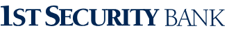 Logo of 1st Security Bank with the bank's name in blue and gray text.