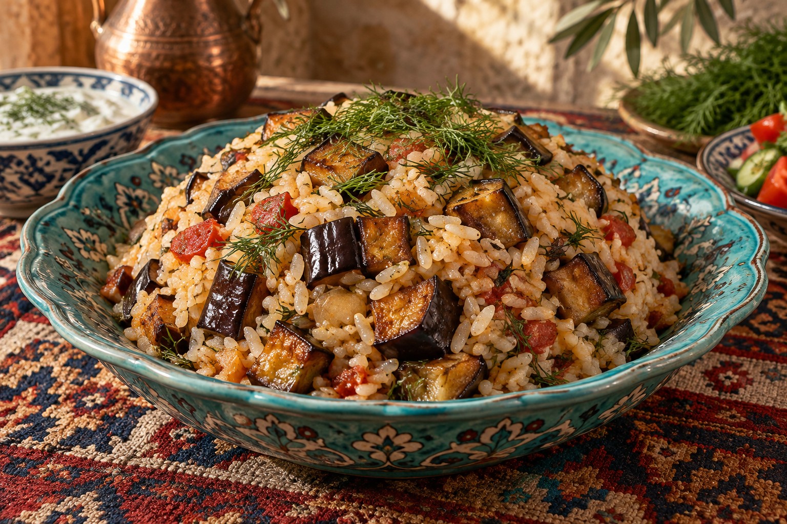 Patlıcanlı Pilav — Turkish Eggplant Rice Pilaf