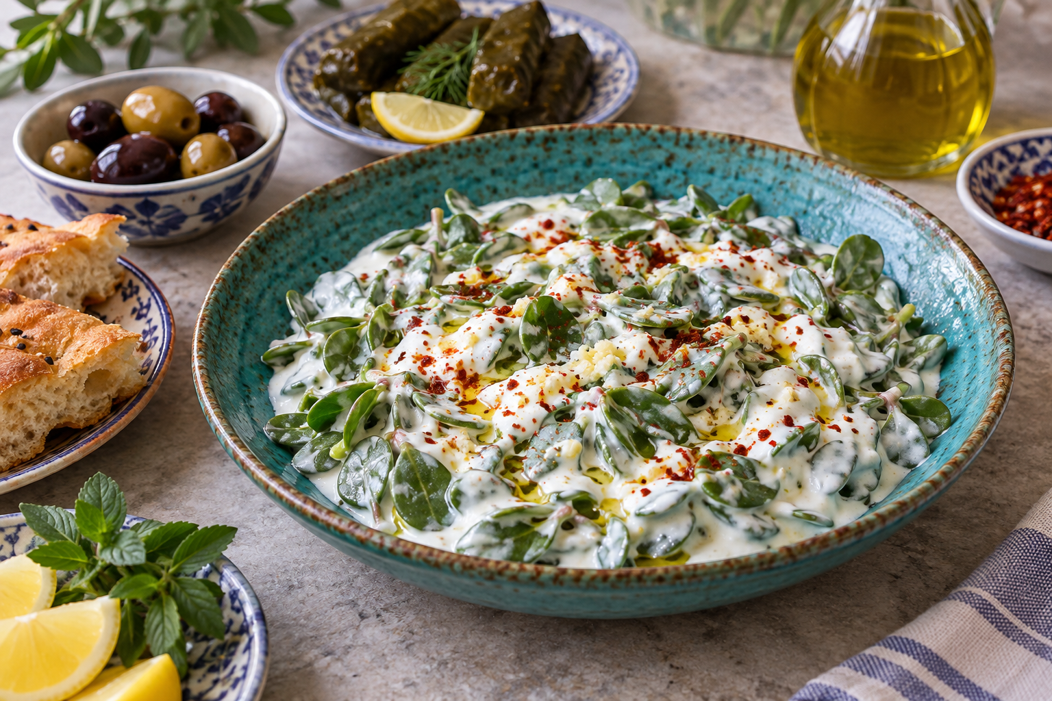 Yoğurtlu Semizotu — Purslane with Garlic Yogurt