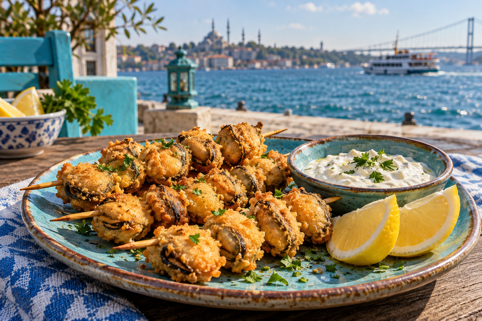 Midye Tava — Fried Mussels with Tarator