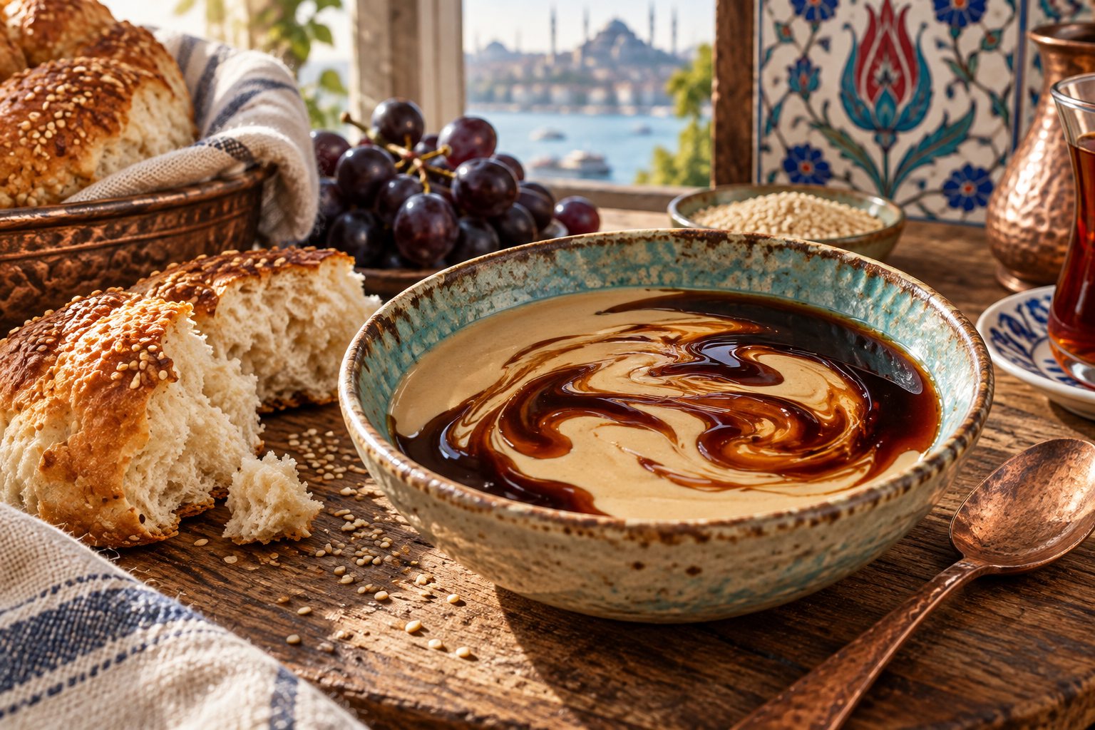 Tahin Pekmez — Tahini and Grape Molasses