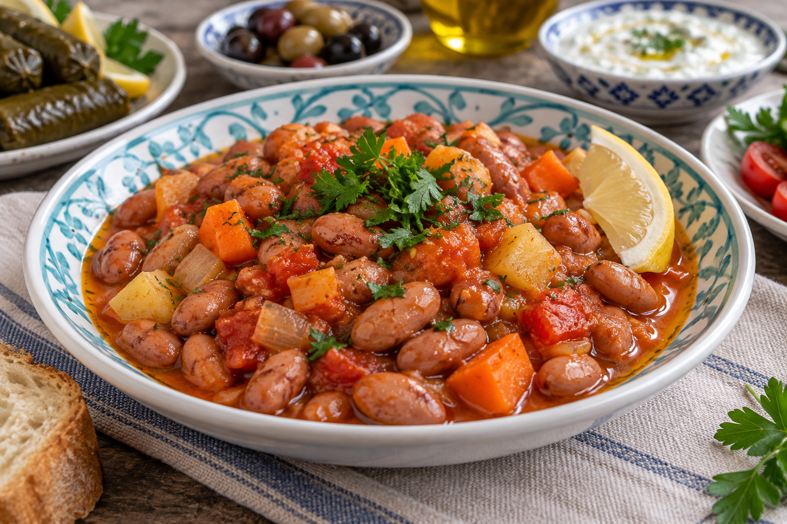 Zeytinyağlı Barbunya — Olive-Oil-Braised Borlotti Beans