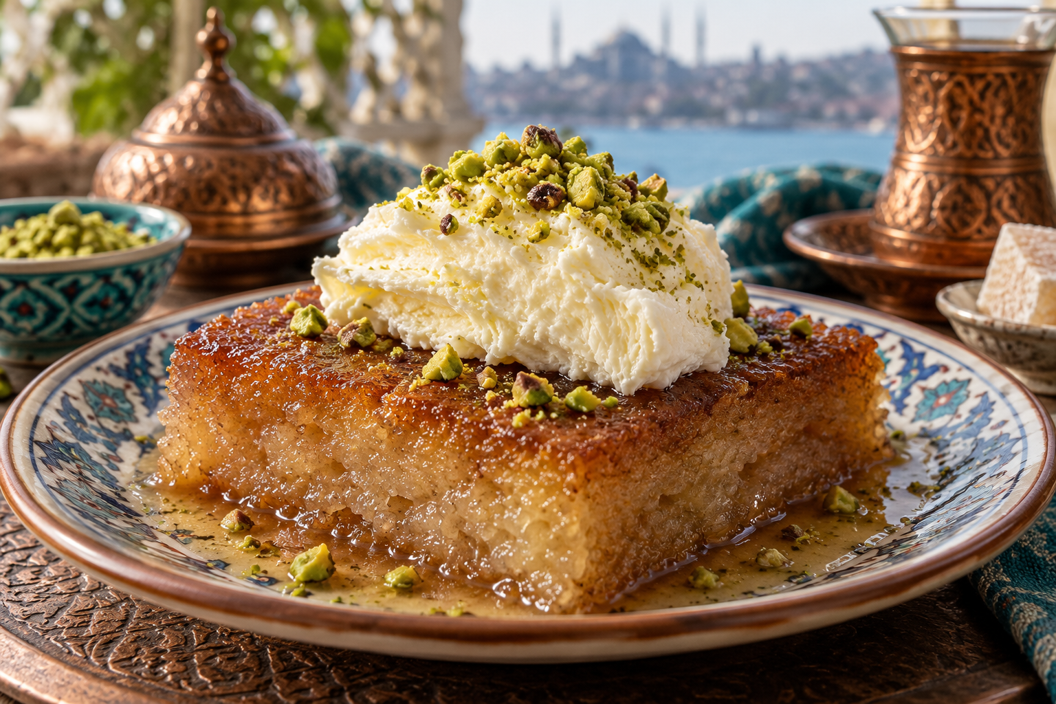 Ekmek Kadayıfı with Kaymak — Syrup-Soaked Turkish Dessert