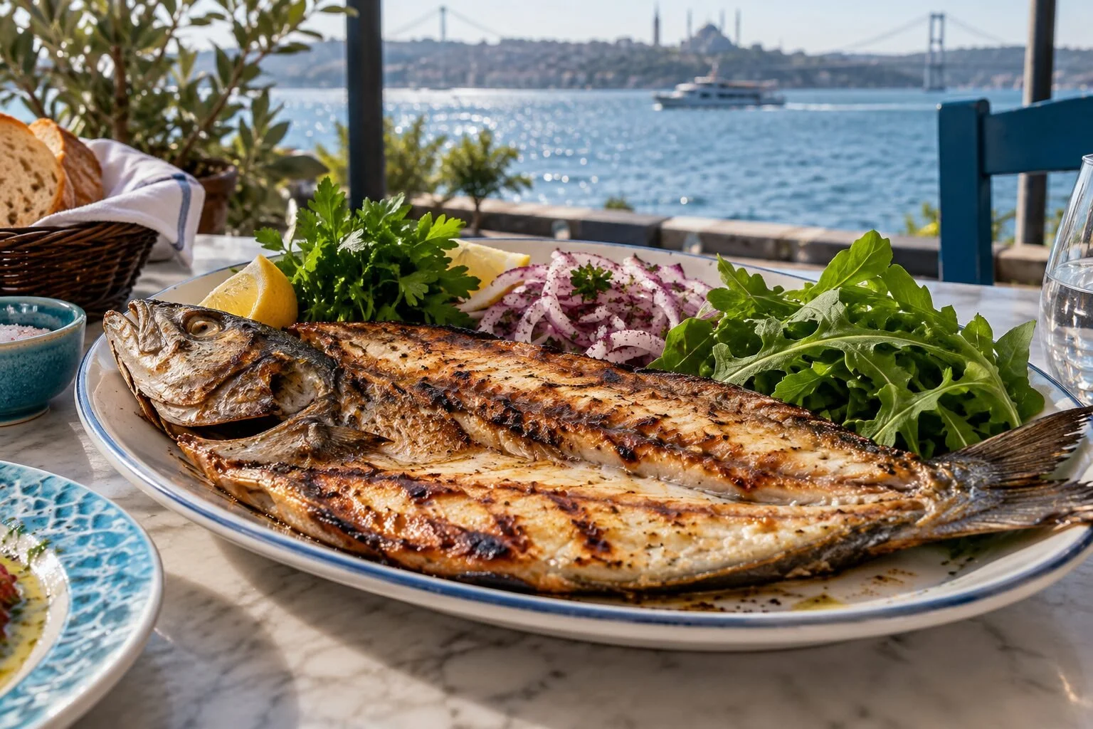 Lüfer Izgara — Charcoal-Grilled Bluefish