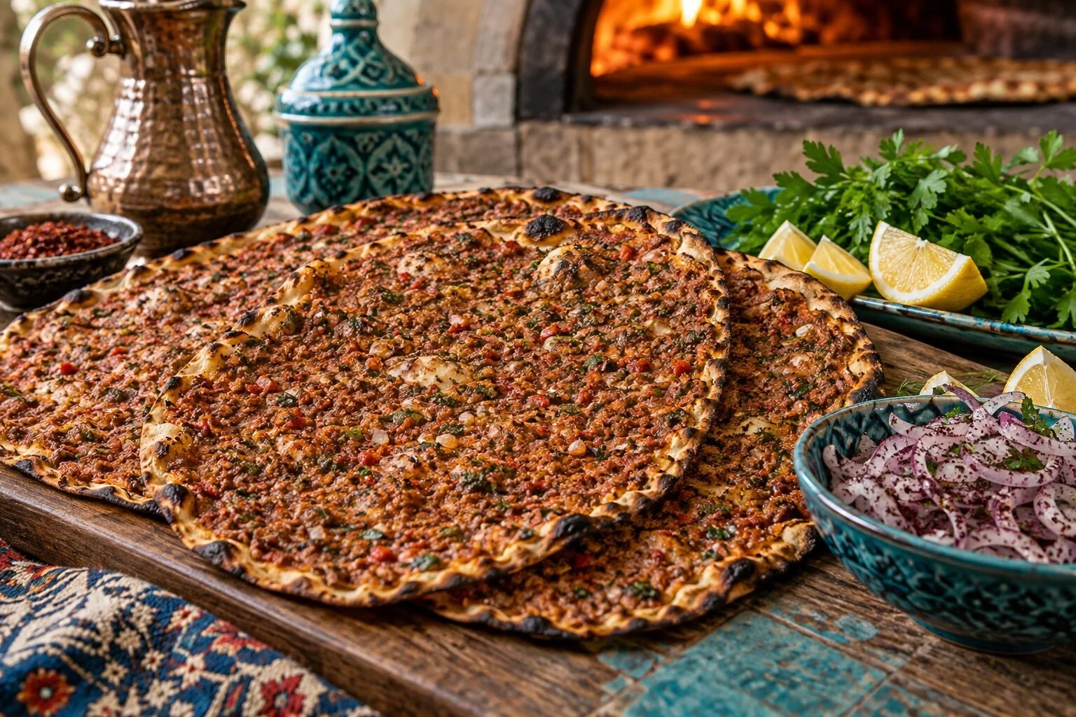 Lahmacun — Thin Turkish Flatbread with Spiced Meat