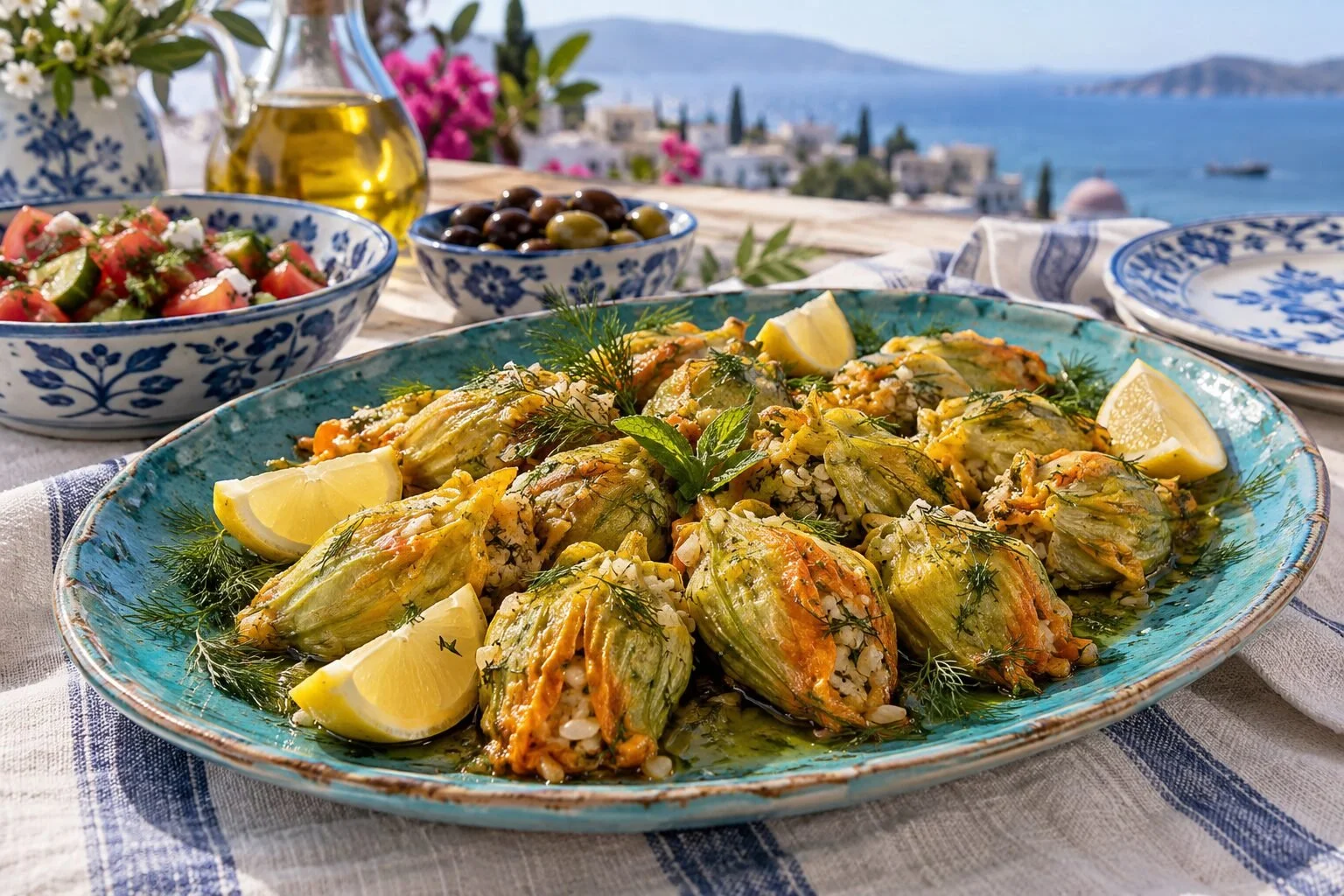 Kabak Çiçeği Dolması — Stuffed Zucchini Blossoms