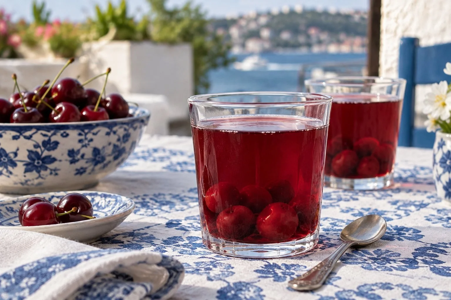 Vişne Kompostosu — Turkish Sour Cherry Compote Drink