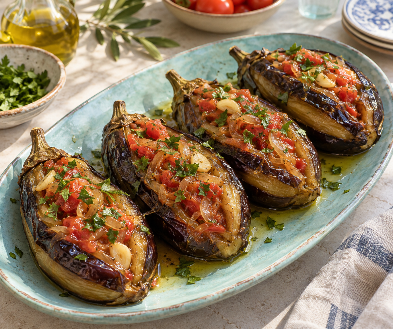 İmam Bayıldı — Olive-Oil Braised Stuffed Eggplant