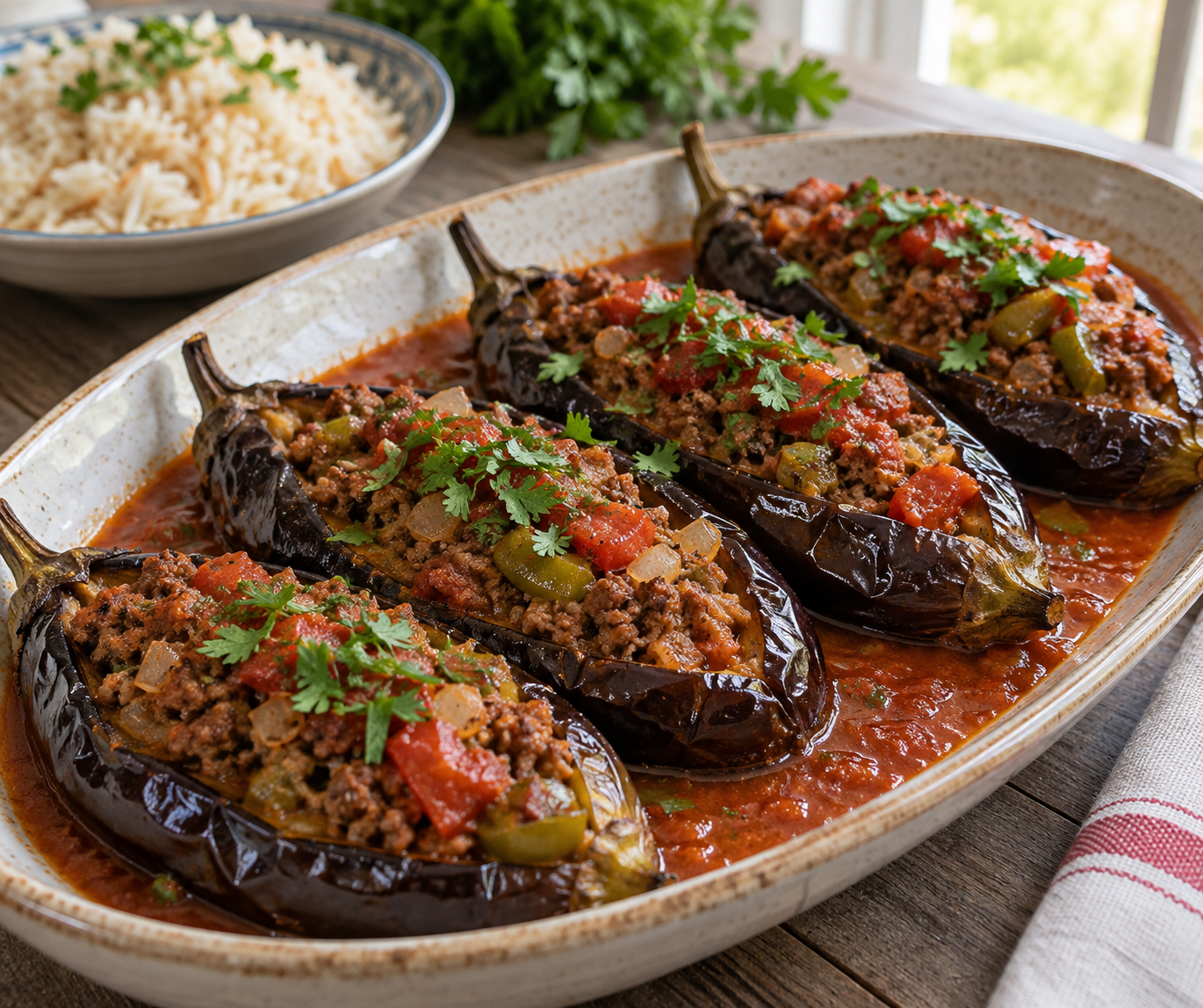 Karnıyarık — Turkish Meat-Stuffed Eggplant