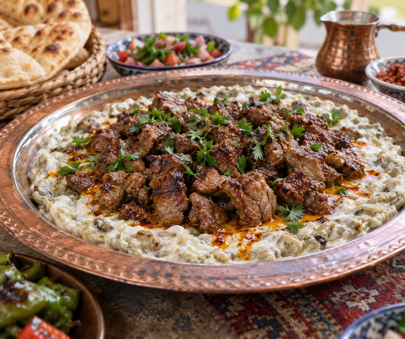 Ali Nazik Kebabı — Lamb over Garlic-Yogurt Eggplant