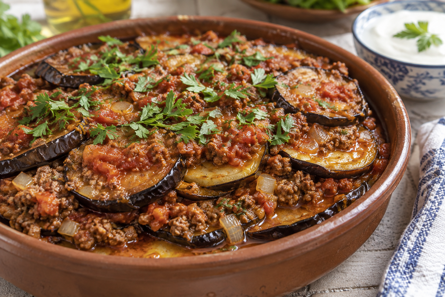 Patlıcan Musakka — Eggplant and Minced Beef Casserole