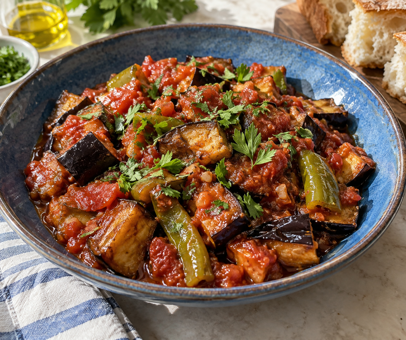 Şakşuka — Eggplant and Pepper in Tomato Sauce