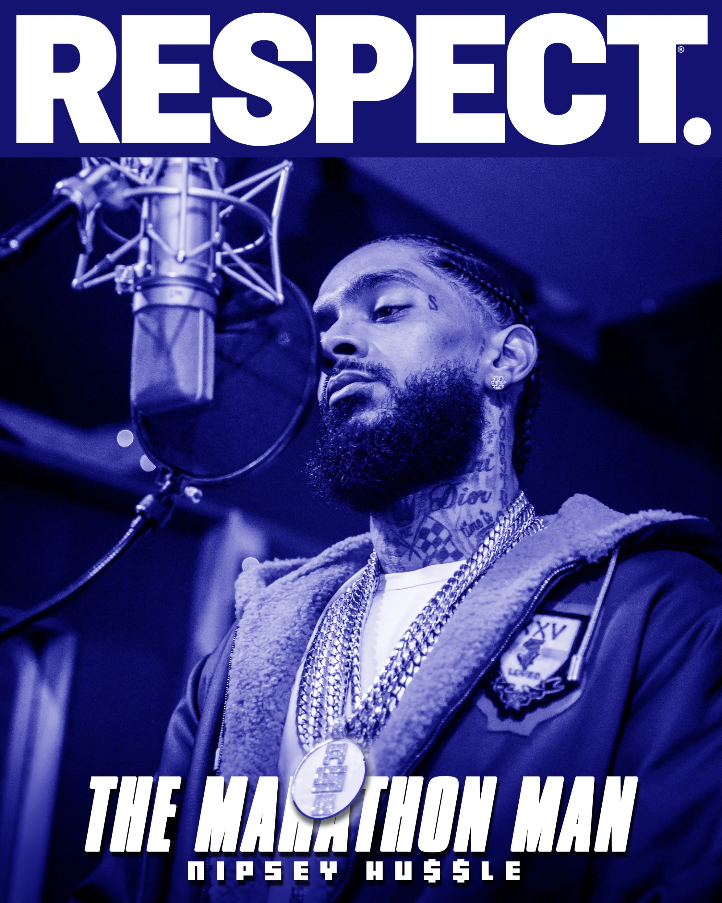 Cover art featuring a man in front of a professional microphone, wearing multiple chains and jewelry, with the text 'RESPECT' at the top and 'THE MOTION MAN' and 'NIPSEY HUSSLE' at the bottom.