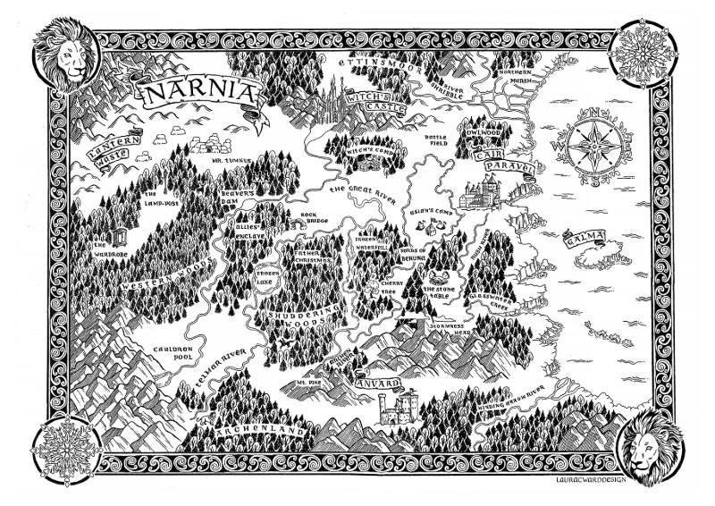 Just finished! A hand drawn map of Narnia with lots of fine detail and hidden elements woven through the landscape ✨
I've been inspired by fantasy maps for as long as I can remember, and the first one I ever really got lost in was Narnia 🥰

 #illust