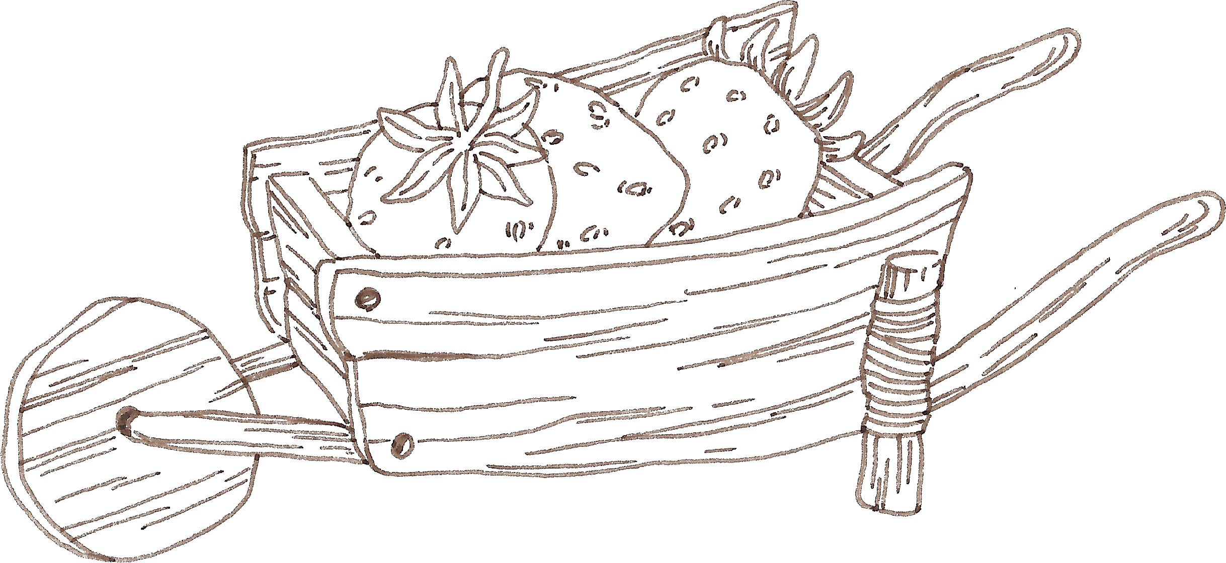 Outline drawing of a vintage pickup truck with a pointed front and open bed, detailed with large round headlights and a visible license plate.