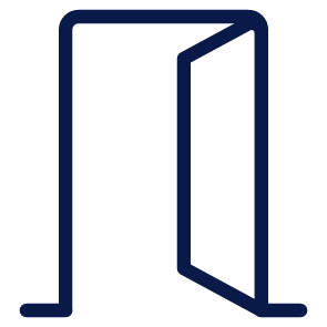 Open door with no visible handle, shown from an interior perspective.