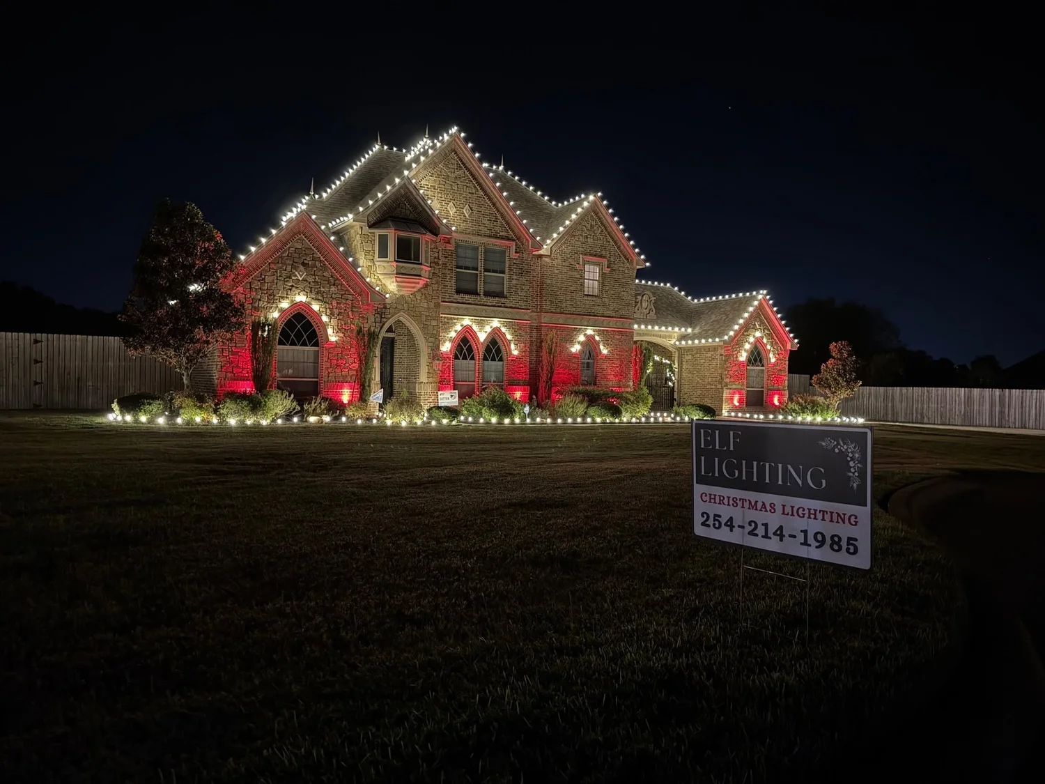 Holiday lights on a home