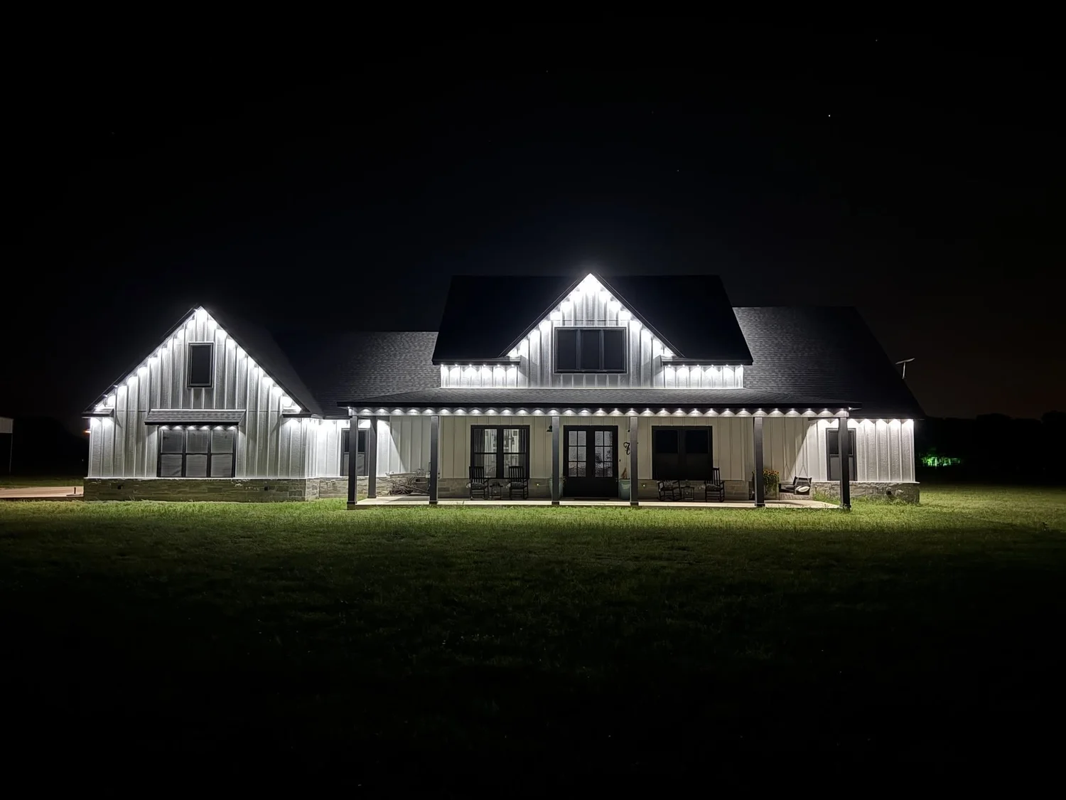 Holiday lights on a home