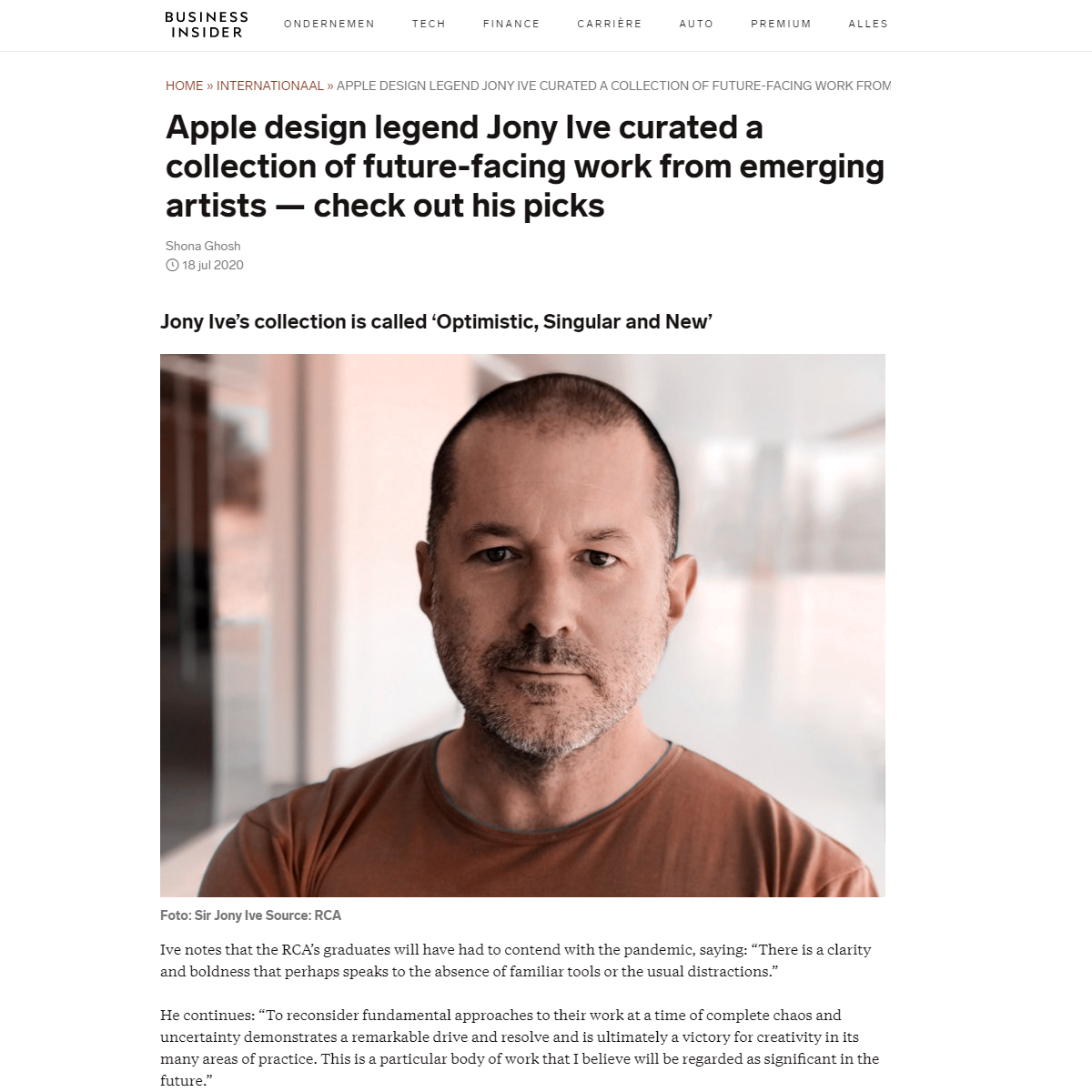 Business Insider (2020) published the collection of projectors curated by Jony Ive, which included Dedalyx